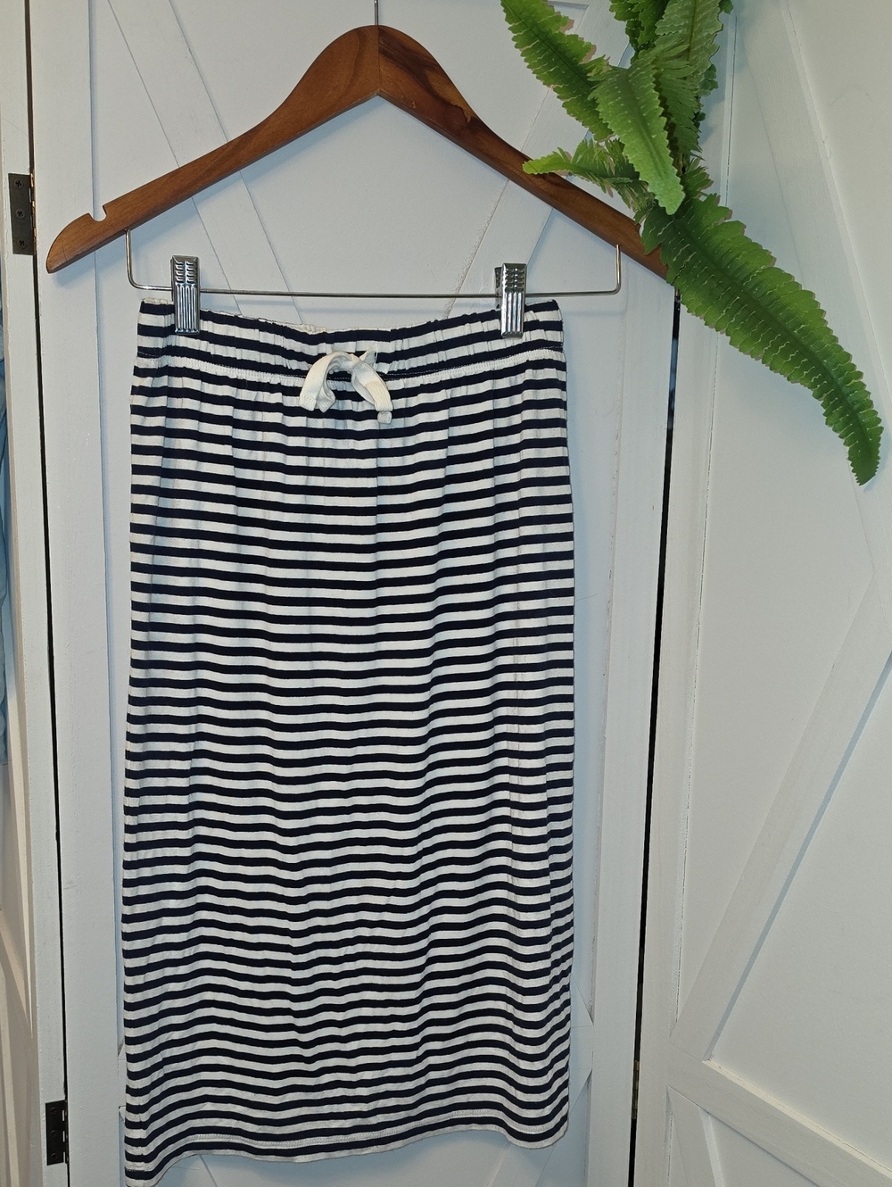 New Striped Midi Skirt with Drawstring